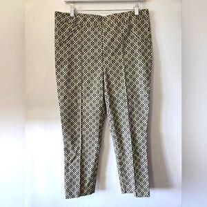 Joseph Ribkoff Meatllic Gold And Black Cropped Patterned Pants. Size 12